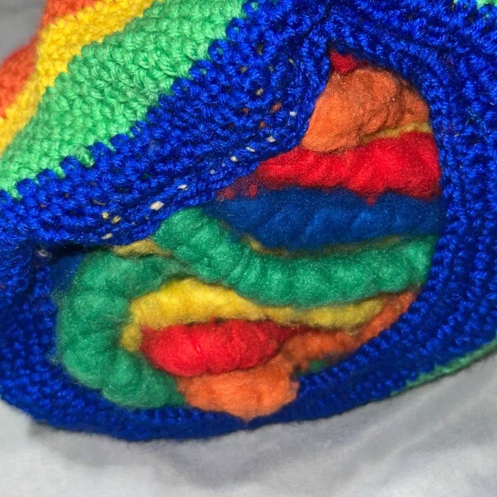 Rainbow Knit Faux Dread Yarn Cap Beanie Festival Rave Party (No Purple) Funny